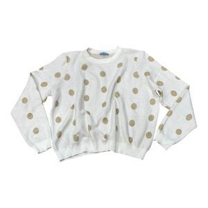 Draper James RSVP White Gold Polka Dot Sweater XXL